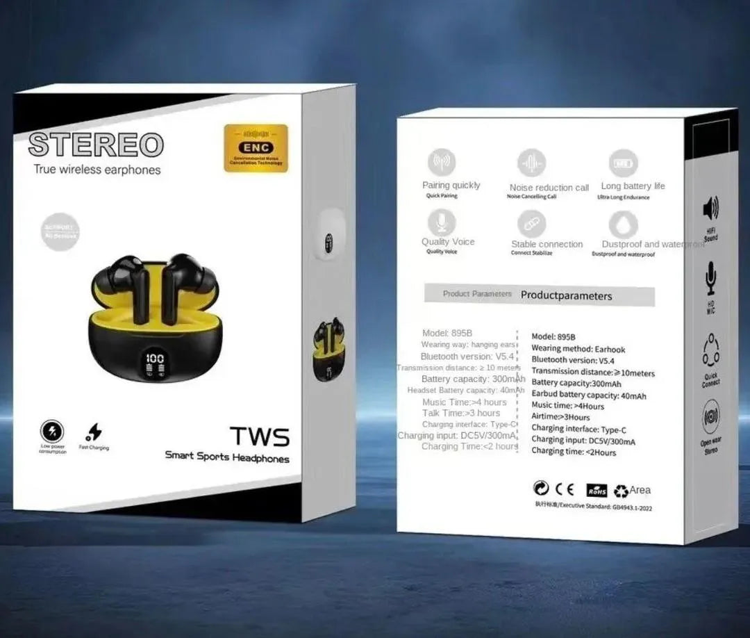 Earbuds black and yellow combination